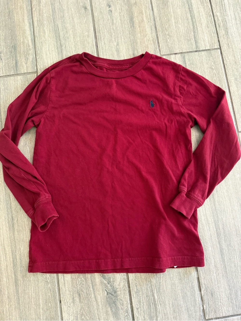 Polo by Ralph Lauren Kids Long-Sleeve Crewneck Tee - Burgundy with Navy Pony